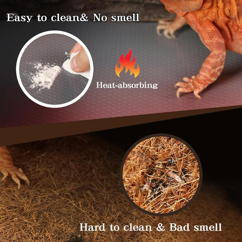 Bearded Dragon Tank Accessories, Reptile Mat for Leopard Gecko, Lizard, Snake, Tortoise, Iguana Non-Adhesive Flooring