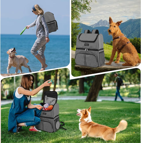 Dog Diaper Bag for Traveling, Airline Approved with 2 Food Storage Containers, Pet Camping Essentials (Gray)