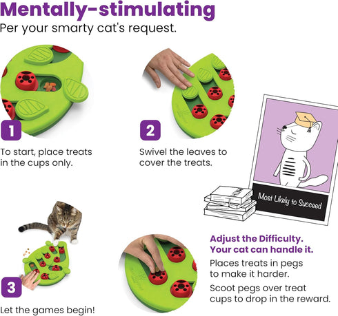 16 13in 9.5in Catstages Nina Ottosson Buggin' Out Puzzle & Play Interactive Cat Puzzle Feeder for Indoor Cats, Hidden