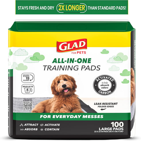 Glad for Pets Black Charcoal Puppy Pads - 6-Layer Leak-Proof Construction, Activated
