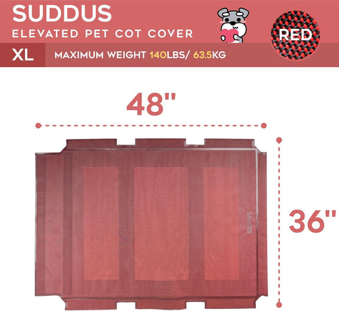 suddus Chew Proof Elevated Dog Bed Replacement Cover, Easy to Clean, Breathable Indoor/Outdoor Pet Bed, Dog Cot Not