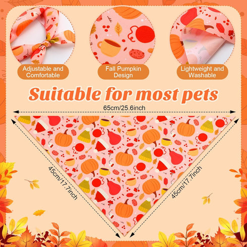 50 25 (25.6 17.7 17.7) Abbylike Pcs Fall Thanksgiving Dog Bandana Bulk Pumpkin Bandana for Dogs Triangle Kerchief Bib