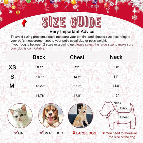 HYLYUN Dog Christmas Shirt - 2 Packs of Soft Breathable Pet Shirts for Small Dogs and Cats, Christmas Printed Clothing