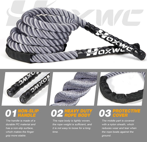 Weighted Jump Rope for Adults, Exercise Jumprope with Comfortable Grip & Carry Bag for Stamina & Strength