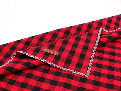 Unique Style Paws Dog Christmas Bandanas - 1PC Washable Cotton Triangle Black&Red Plaid Scarfs