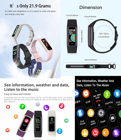 Fitness Tracker with 25 Sports Modes, Heart Rate/Blood Oxygen Monitor, Waterproof Smartwatch for Android and iOS
