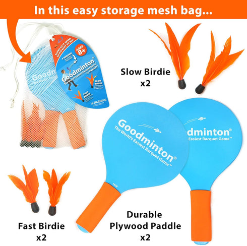 VIAHART Goodminton - The World's Easiest Paddle Game Set for Indoor Outdoor Fun for Boys, Girls, and All Ages
