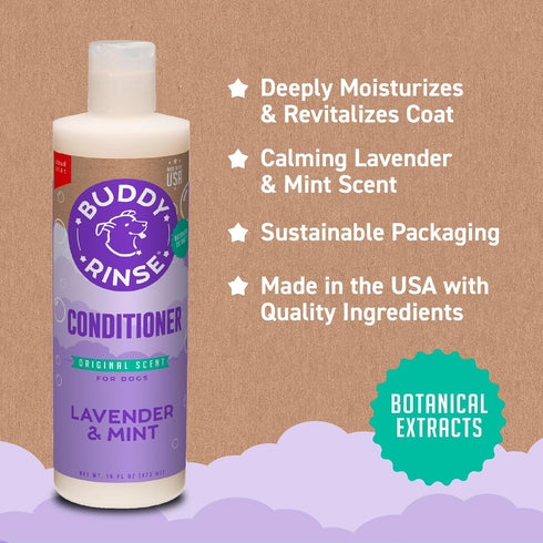 16 oz. Buddy Rinse Conditioner for Dog Grooming Dog, Lavender & Mint, Bottle