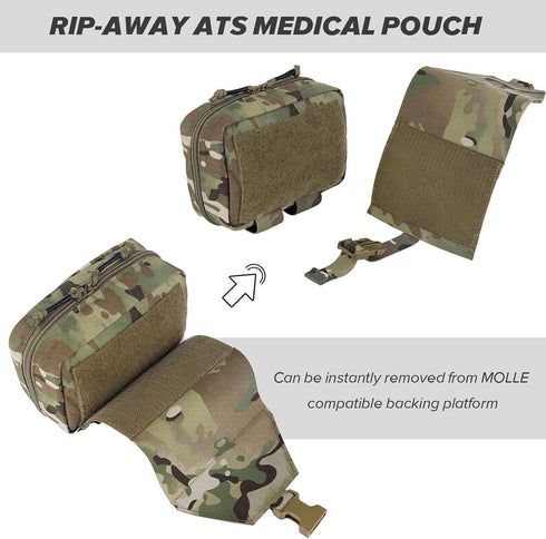 PETAC GEAR Tactical Rip Away Medical Pouch Tear Off First Aid IFAK Pouch Molle & Belt Horizontal Outdoor Emergency
