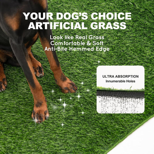 HQ4US 4LEGS 2 Sets, Dog Pee Grass with Washable Pee Pads for Dog Litter Box Large Ultra-Absorbent Artificial Grass Pads