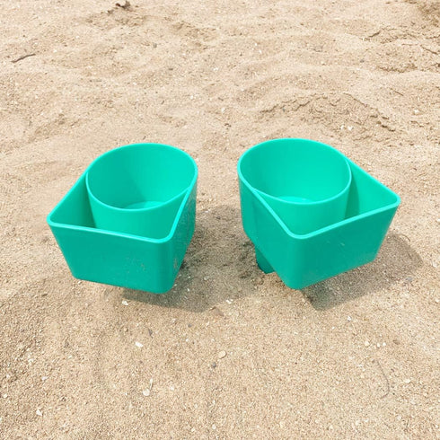 Home Queen Beach Cup Holder with Pocket, Multi-Functional Sand Cup Holder for Beverage, Phone, Sunglasses, Keys
