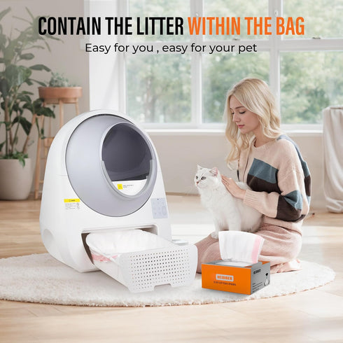 HEIDBER 100 Pack-Robot 3 4 Drawstring Cat Litter Box Liners Litter Liner Bags for Robot and Cleanpethome/PETKIT PuraX