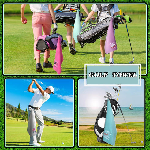 Hosuly 6 Pcs Embroidered Funny Golf Towel with Clip, Golf Gifts for Women, Mom, Wife, Girlfriend, 6 Colors
