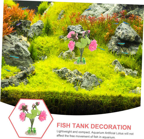 Coffee Shop Decor Home Accents Decor Artificial Aquarium Lotus Fake Flower Fish Tank Supply Flower Decorations Floral Decor Small Aquarium Lotus Aquarium Supply Fake Aquatic Plants by HAKIDZEL