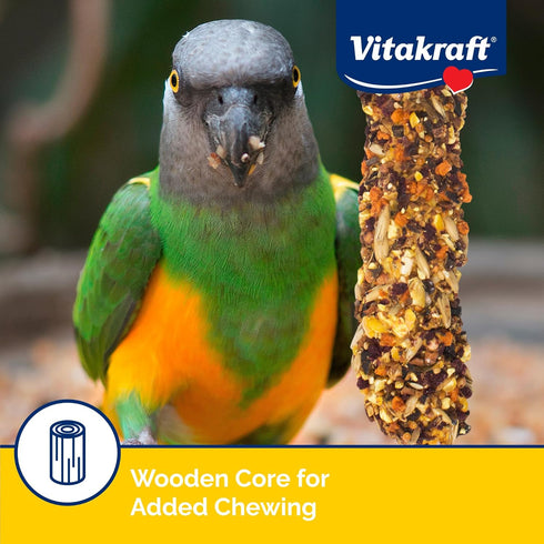 Vitakraft Crunch Sticks Bird Treat for Parrots, Apricot & Cherry Flavor, 5.5 oz (2 Sticks) (31689)