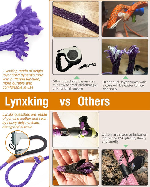 lynxking Dog Leash Slip Lead, 5 6 8 FT Heavy Duty Braided No Pull Training Leash for Small Medium Large Dogs