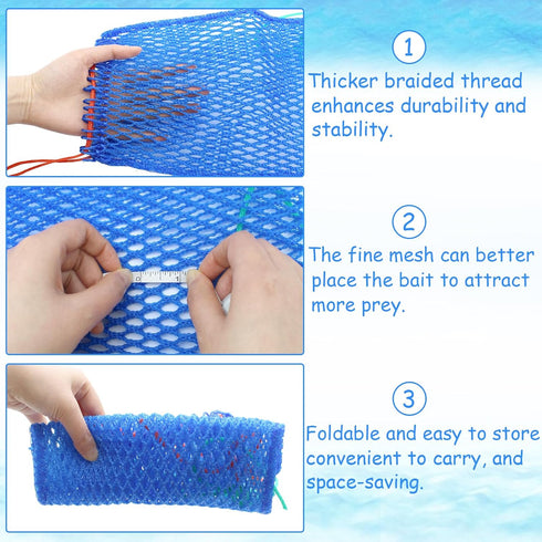 Dzlooppk 2Pcs Crab Trap Bait Bags, Portable Fish Trap with Locker Crab Snare Mesh Bait Traps Crabbing Equipment