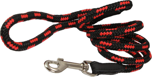 Dogs My Love 6ft Long Braided Rope Dog Leash, Red with Black, 6 Sizes (XSmall: 0.25" Diam)