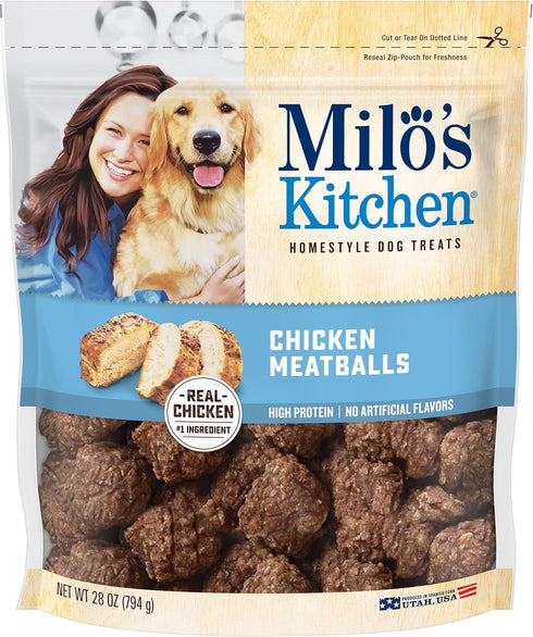 Milo's Kitchen Homestyle Dog Treats - Chicken Meatballs, 28 Ounce - High Protein, No Artificial Flavors