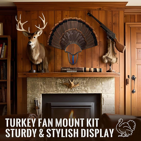 Turkey Fan Mount Kit, Wooden Turkey Tail Mount for Hunting Assemble Display, Easy to Install Hunting Accessories Kit