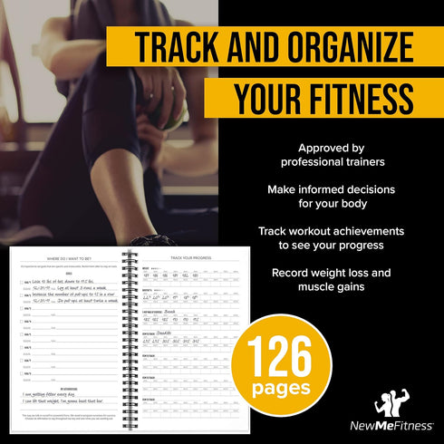 NewMe Fitness Journal for Women & Men - Food & Workout Planner Log Book for Weight Loss and Muscle Gain