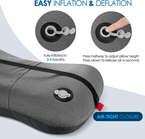Hikenture Camping Pillow with Removable Cover, Ultralight Inflatable Pillow for Neck Lumbar Support