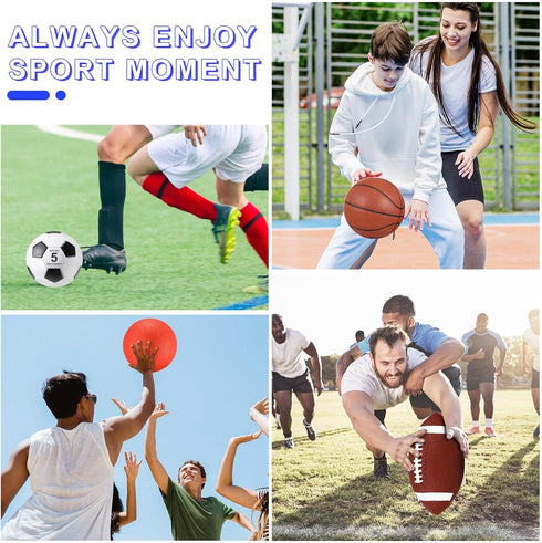 4 Set Lenwen Pcs Sports Balls for Teen Adult, Include Official Size Basketball Soccer Football Playground Ball Pump