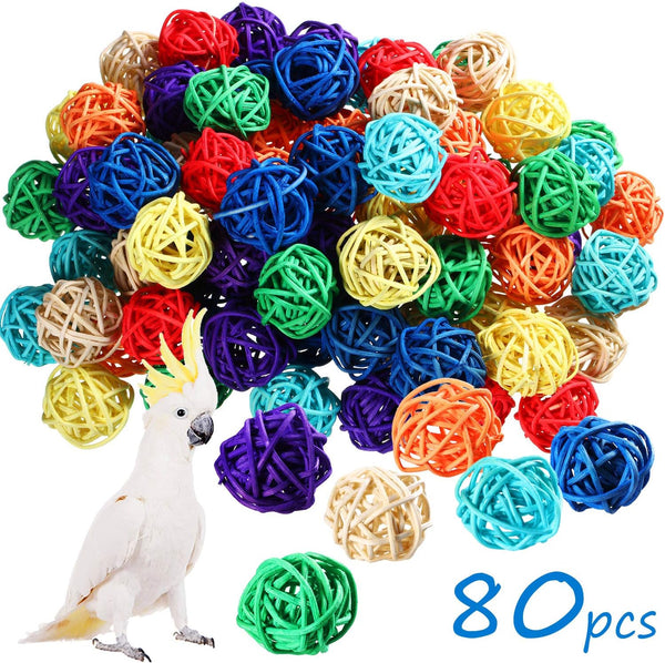 Sumind 80 Pieces Parrot Toy Wooden Blocks - Bird Chewing Toys for Mini Parrot Cage Accessories