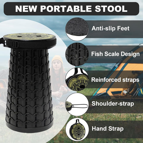 LOCYOP 18.1" 600LBs Portable Stool with Swivel Cushion Bag&Carabiner,H Collapsible More Sturdy and Lightweight Camping