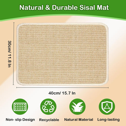 16 12 Inch 1Pc) Rabbit Scratching Pad, x Natural Sisal Bunny Scratch Mat Scratcher Mats Claws and Teeth Care for Biting