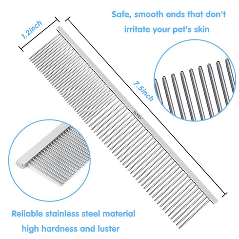 ROPO Dog Comb Tool for Removing Matted Fur, Pet Dematting Comb with Rounded Teeth and Non-Slip Grip Handle