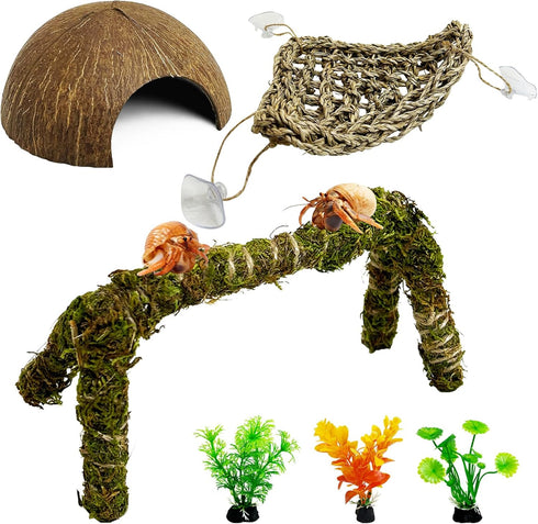 6 PCS Hermit Crab Climbing Toys Large Bendable Moss Hermit Crab Climbing