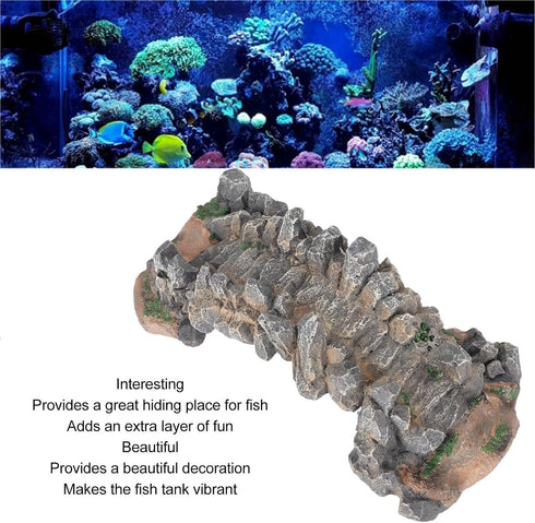 Tnfeeon Aquarium Resin Arch Bridge, Beautiful Decoration for Fish
