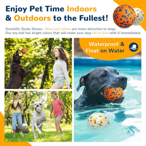 2 Pack Upgraded Indestructible Dog Tennis Balls for Aggressive Chewers, Interactive Durable Bouncy Chew Balls