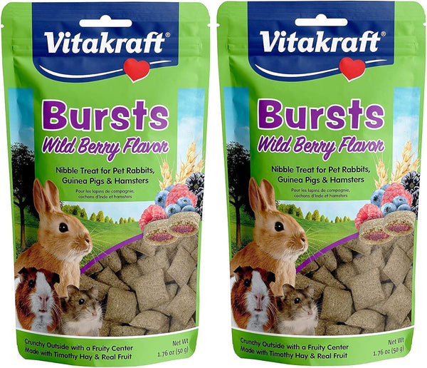 Vitakraft Bursts Treats, 2 Pack, 1.76 Ounces Each, Wild Berry Flavor for Pet Rabbits, Guinea Pigs, Hamsters