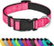 Reflective Dog Collar, Adjustable Soft Neoprene Padded Nylon Collars with Buckle for Extra Large Dogs, Hotpink, XL
