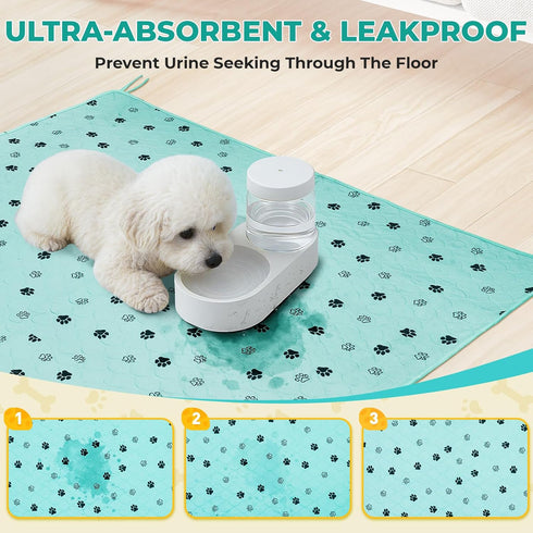 2 Pack 36"x48" 8 Fostanfly Washable Pee Pads for Dogs, Large Ultra-Absorbent and Leak-Proof Non-Slip Reusable Potty