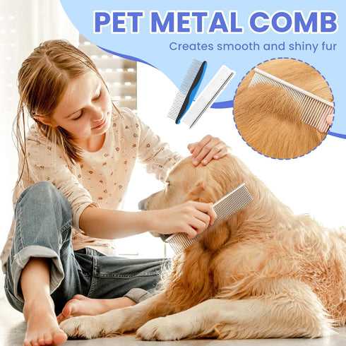 AUSRKI 5-in-1 Self Cleaning Shedding Brush - Professional Pet Grooming Kit Skin Friendly Grooming Tool for Dogs, Cats