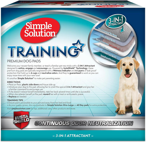 Simple Solution Training Puppy Pads - 100 Count, 6 Layer Dog Pee Pads, Absorbs Up to 6 Cups, 23x24in