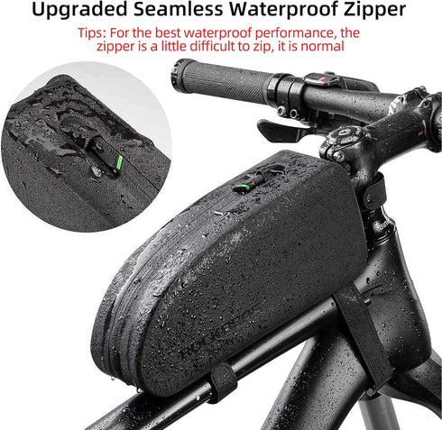 ROCKBROS Waterproof Bike Top Tube Bag, Bicycle Front Frame Pouch Pack for Mountain Road Bike Cycling Accessories