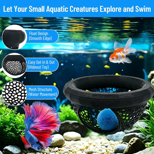 Obfuscate Hammock Floating Betta Hide Shrimp Cave, Multi Functional Betta Fish and Feeding Rings, Provide Safe Resting