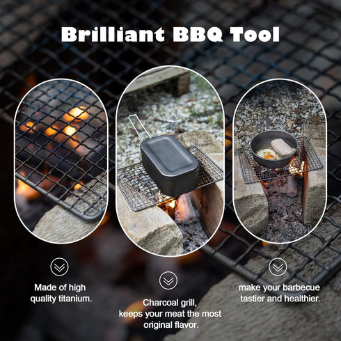 iBasingo Mini Outdoor Titanium Grill Mesh Net, Ultralight Baking Cooling Rack for Camping and Travel