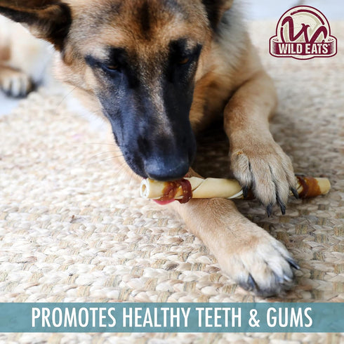 10 Pack Wild Eats Water Buffalo Jerky Wrapped Cheek Twist Dog Chews - (Healthy Alternative for Beef Rawhides for Dogs