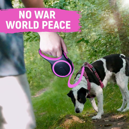 16 FT Retractable Dog Leash with No Tangle for Dogs up to 44lbs, One-Handed Brake, Strong Nylon Tape