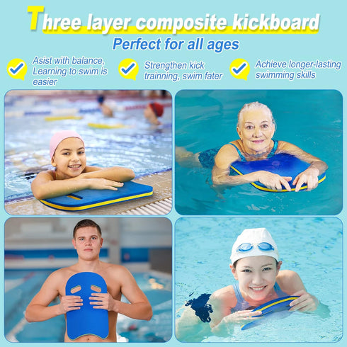 Hungdao 3Pcs Safety Swimming Kickboard, U Design High Buoyancy Float Swim Training Aid