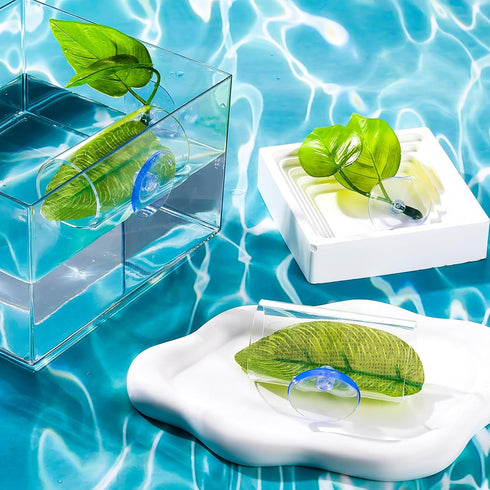 6 Pcs Acrylic Tube Tunnel for Betta Fish, Hollow Cave with Leaf Pad for Aquarium Decor