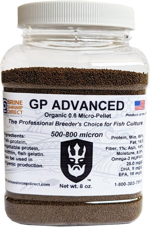 0.6mm 8 OZ. Brine Shrimp Direct GP Advanced Organic Micro-Pellet for Ornamental and Zebrafish