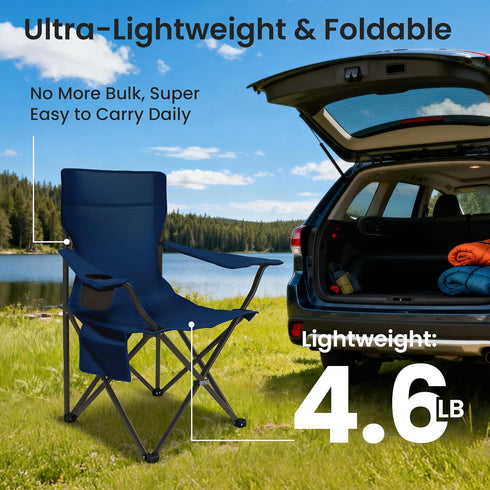 Foristrail 2 Pack, Portable Camping Chair Folding Outdoor Chair with Cup Holder & Side Pocket for Camping, Hiking