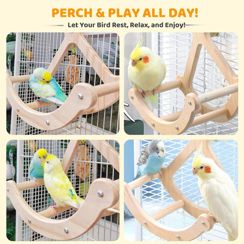 Bird Perch Toy, Interactive Rocking Parakeet Toys and Perches, Wooden Exercise Cockatiel Toys, Intelligence Birds