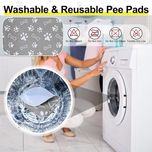 BEAUTYZOO 6 Pack Washable Pee Pads for Dogs, Reusable, Waterproof, Super Absorbent, Non-Slip Mats